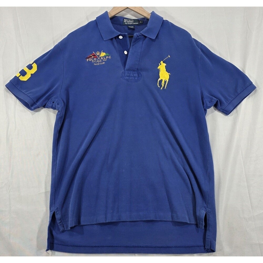 Vintage Polo Ralph Lauren Polo Shirt Big Pony Yacht Club Men's Large 90s Y2K